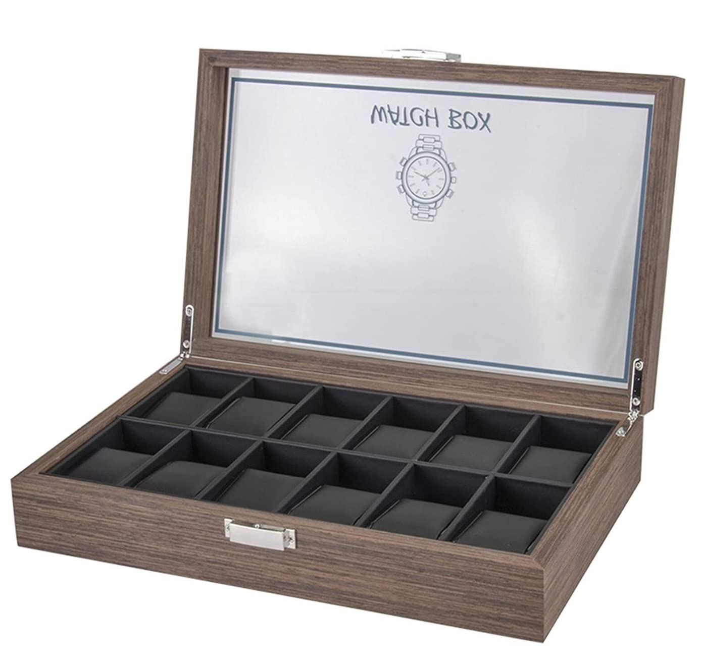 Uhrenbox Uhrendisplay Organizer Vintage Holz 12 Gitter Uhrenbox Schmuck Aufbewahrungskoffer Organizer Klarer Deckel Abschließbar Uhrenschachtel (Color : Rood, Size : 35 * 22.5 * 8cm)