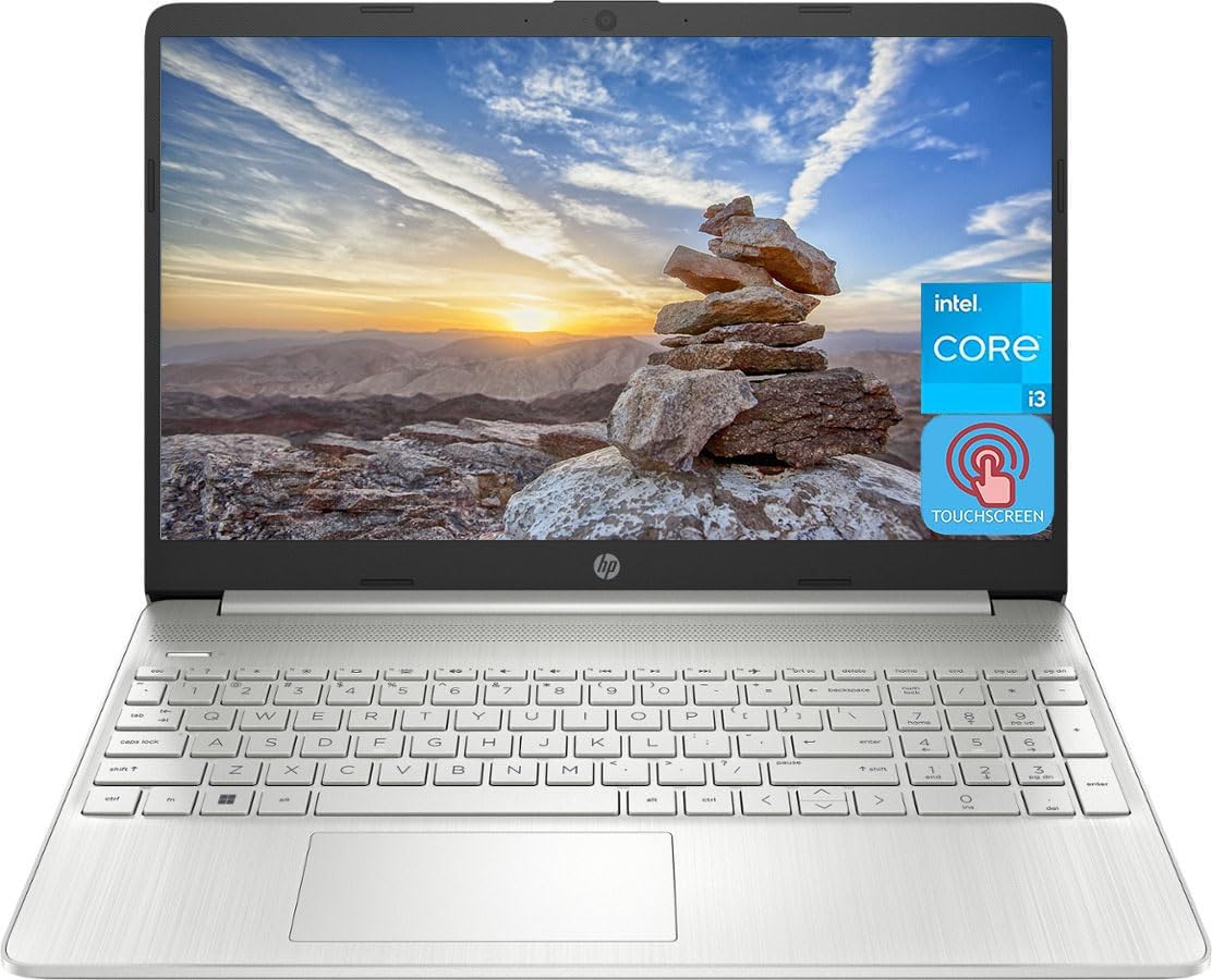 HP Laptop con pantalla táctil de 15.6 pulgadas 2023, procesador Intel Core i3-1115G4, 8 GB de RAM, SSD de 256 GB, gráficos Intel UHD, teclado