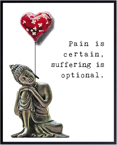 Buddha Statue Home Decor - Buddha Quotes - Zen Quotes Wall Art - Positive Uplifting Inspiring Inspirational Encouragement Gifts for Women - New Age