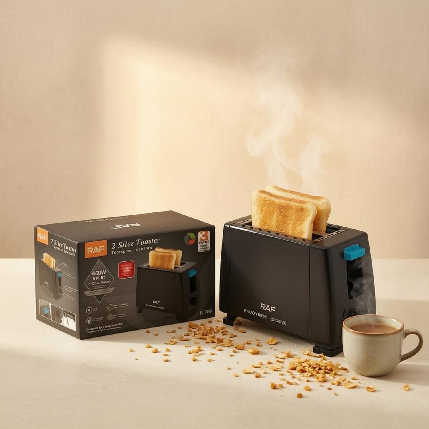 Compact Electric Bread Toaster 650 W Black Toaster Eu | Compact Electric Bread Toaster 650 W Black Eu 220V-image-13