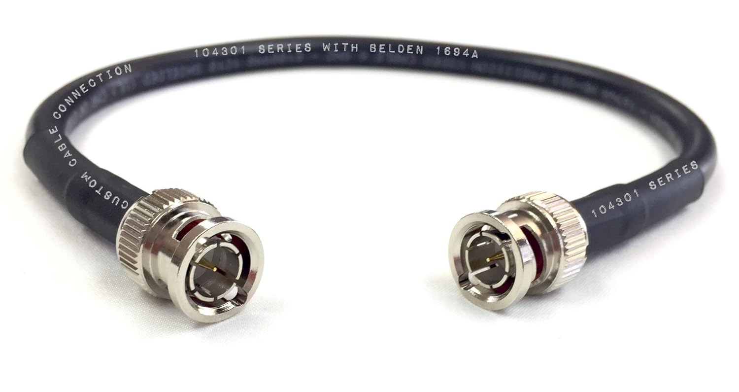 30 Foot Belden 1694A 6G HD-SDI RG6 BNC Cable (75 Ohm) Black Jacket