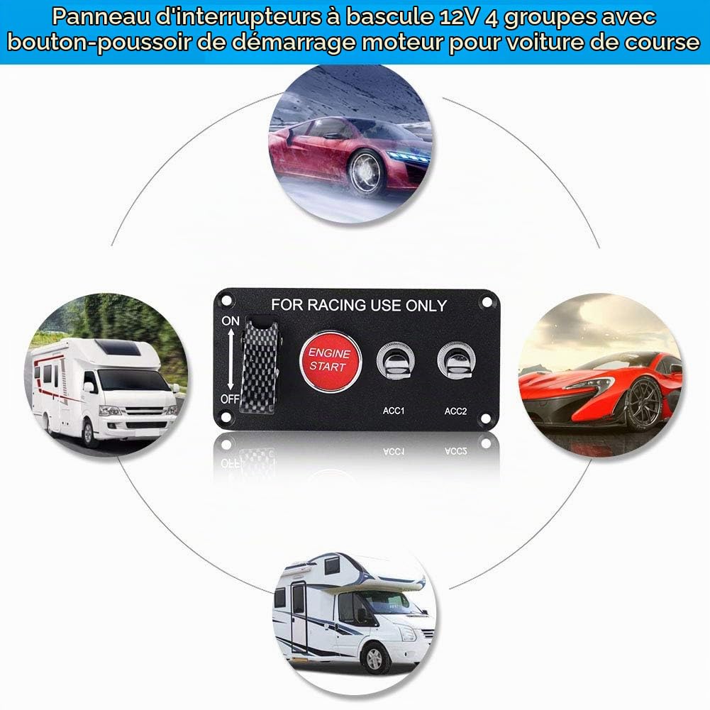 Panneau de démarrage à bouton poussoir de démarrage du moteur Panneau de course pour la course pour améliorer la sensibilité de la voiture ., commutateur de voiture