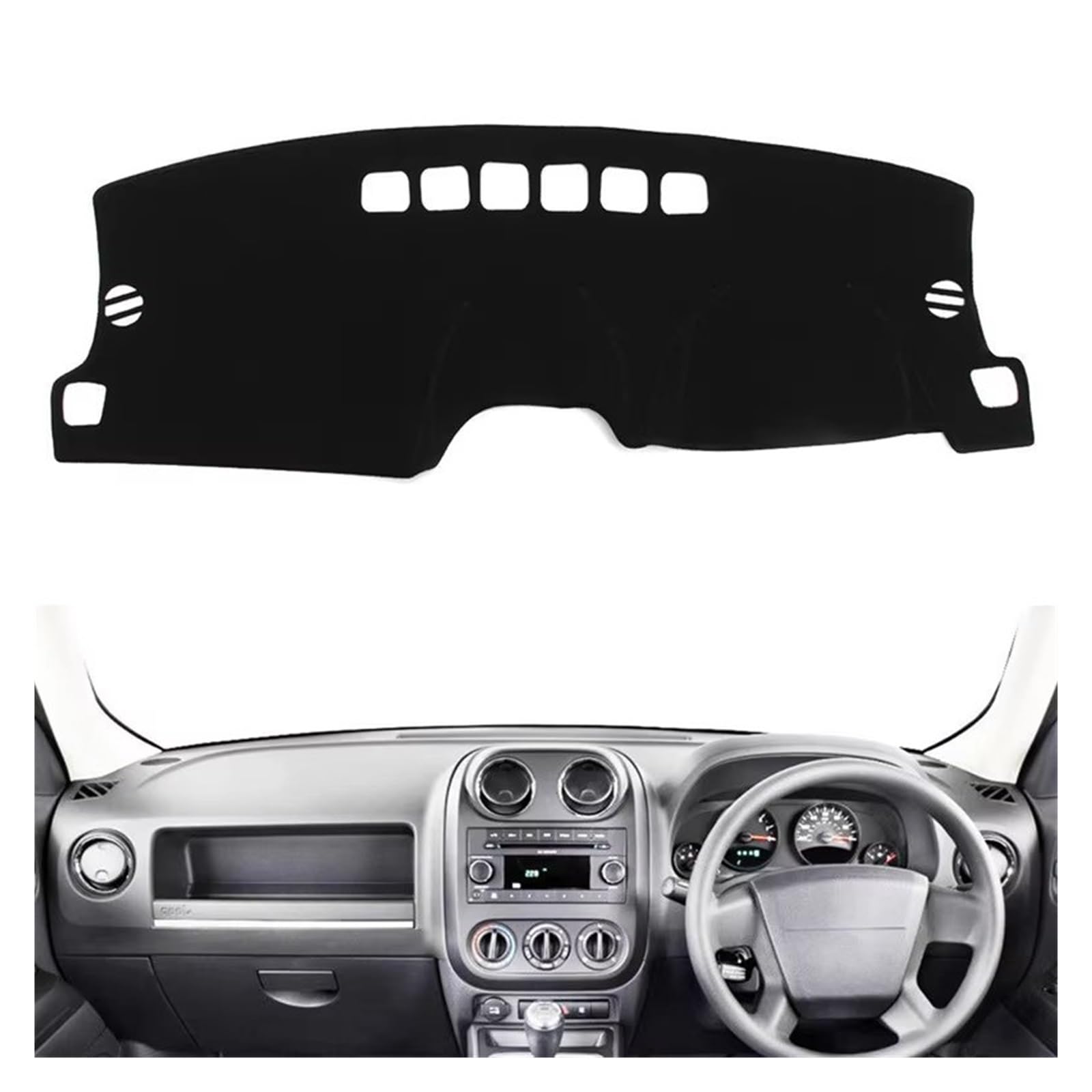 Interiores Fundas Salpicadero para Jeep para Patriot 2010-2017, para Compass 2011-2017, tapete para Tablero, Protector Solar, Accesorios Alfombra(Black(Black Edge) RHD)
