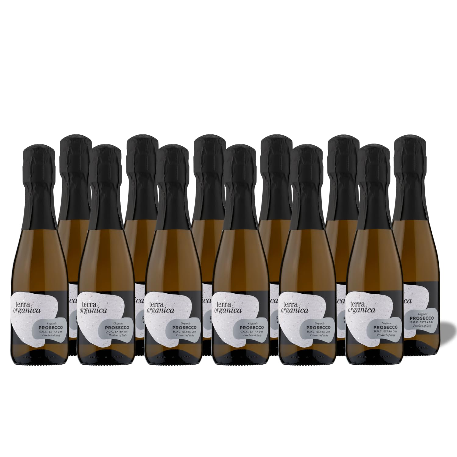 Terra Organica Prosecco D.O.C. 10.5% ABV, 12 x 20cl - Italian Light and Extra Dry Sparkling Organic Mini Prosecco Bottles - Makes for a Great Prosecco Gift Set