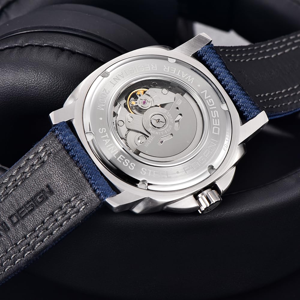 Pagani Design Uomo Orologio Automatico Tourbillon Scheletro Moda Orologi da Polso Analogici NH39 Movimento 200M Impermeabile Cinturino Nylon Luminoso