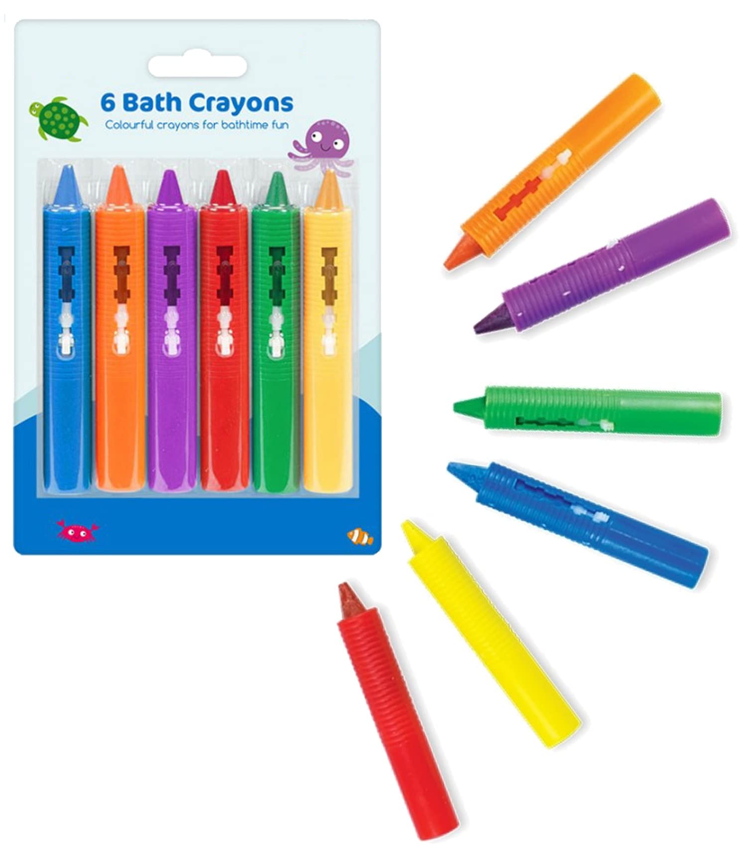 JKG6 Pack BABY BATH CRAYONS - DRAW, SCRIBBLE ON TILE - EASY WASHABLE - Educational STEM Learning Fun Baby Bath Toy - NON TOXIC, BPA FREE (Age: 10+ months)