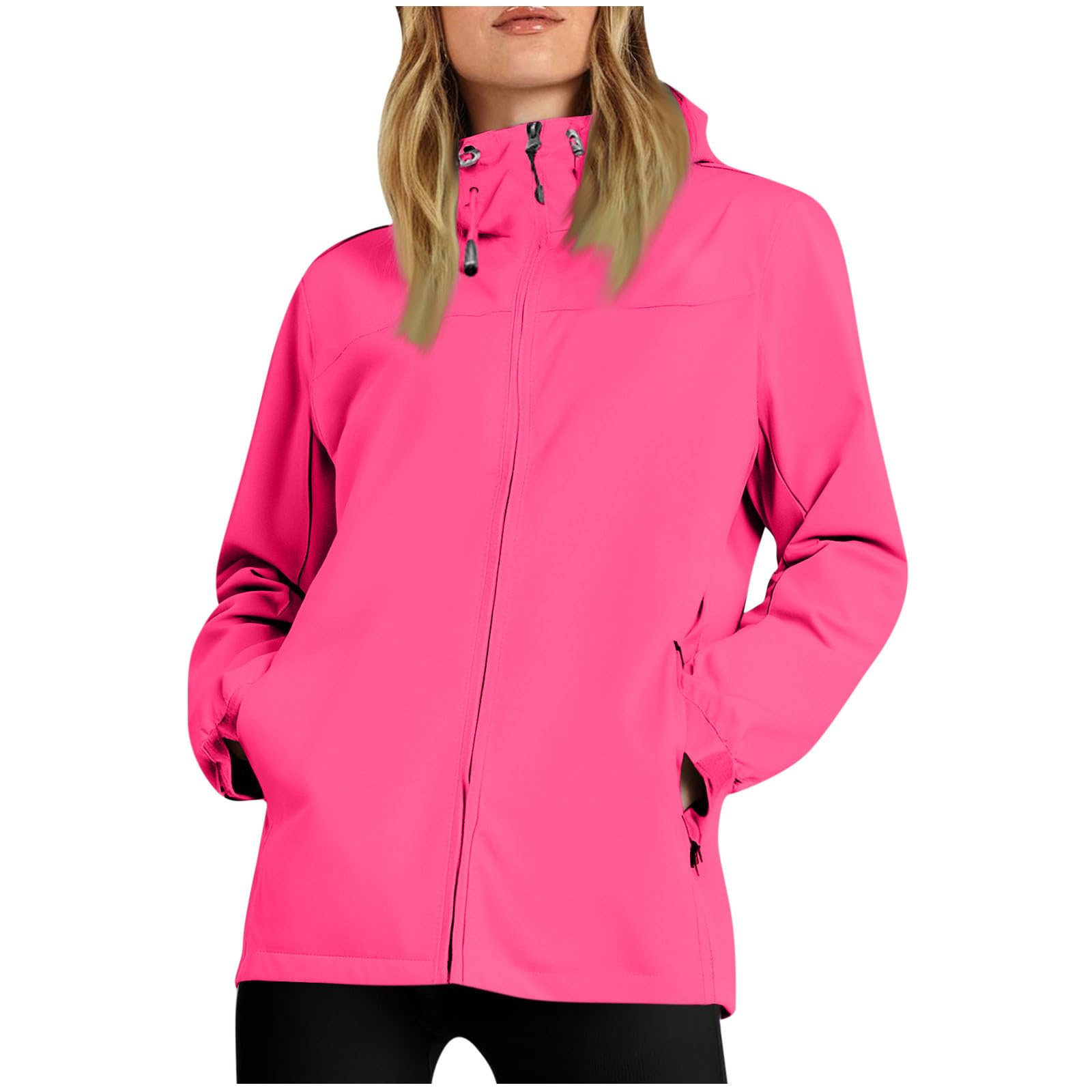 Plus Size Rain Jacket Women Waterproof Hooded Raincoats Travel Hiking Rain Coat Packable Windbreaker with Pockets — view 9
