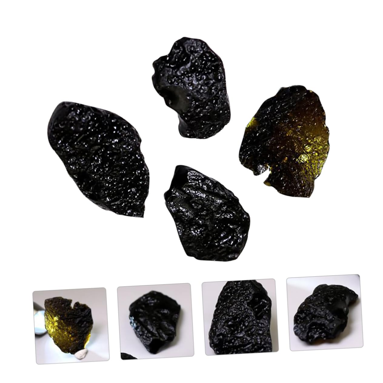 CORHAD Meteorite Collection Kit 4pcs Unique Black and Glass Meteorite Pendants for Teaching and Display