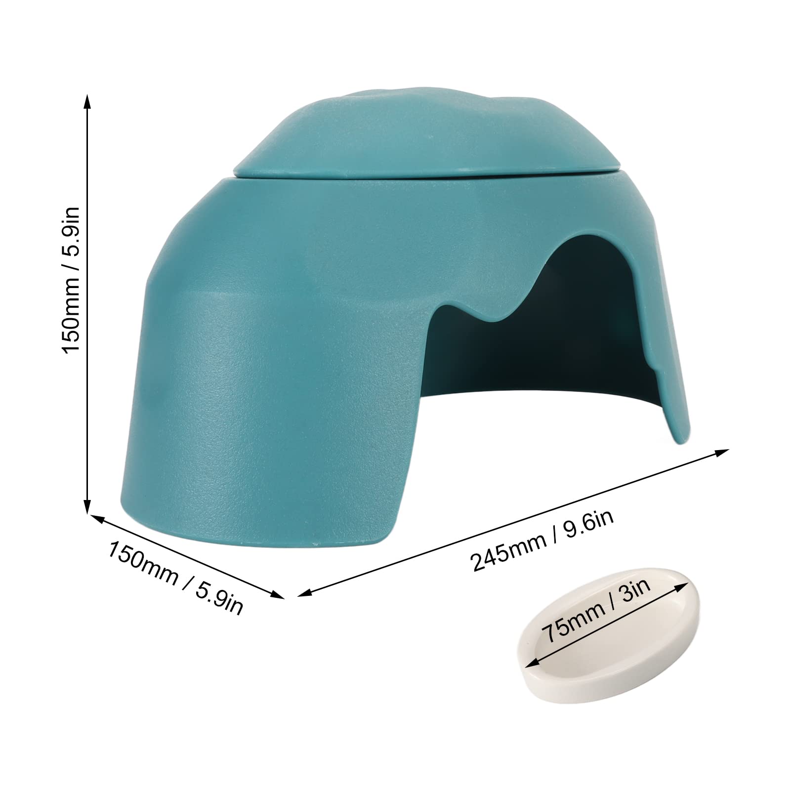 Reptile Hides Humidification Cave Help Your Pets Shedding Reptile Hideout Cave Box with Ceramic Bowl for Tortoise - Image 2