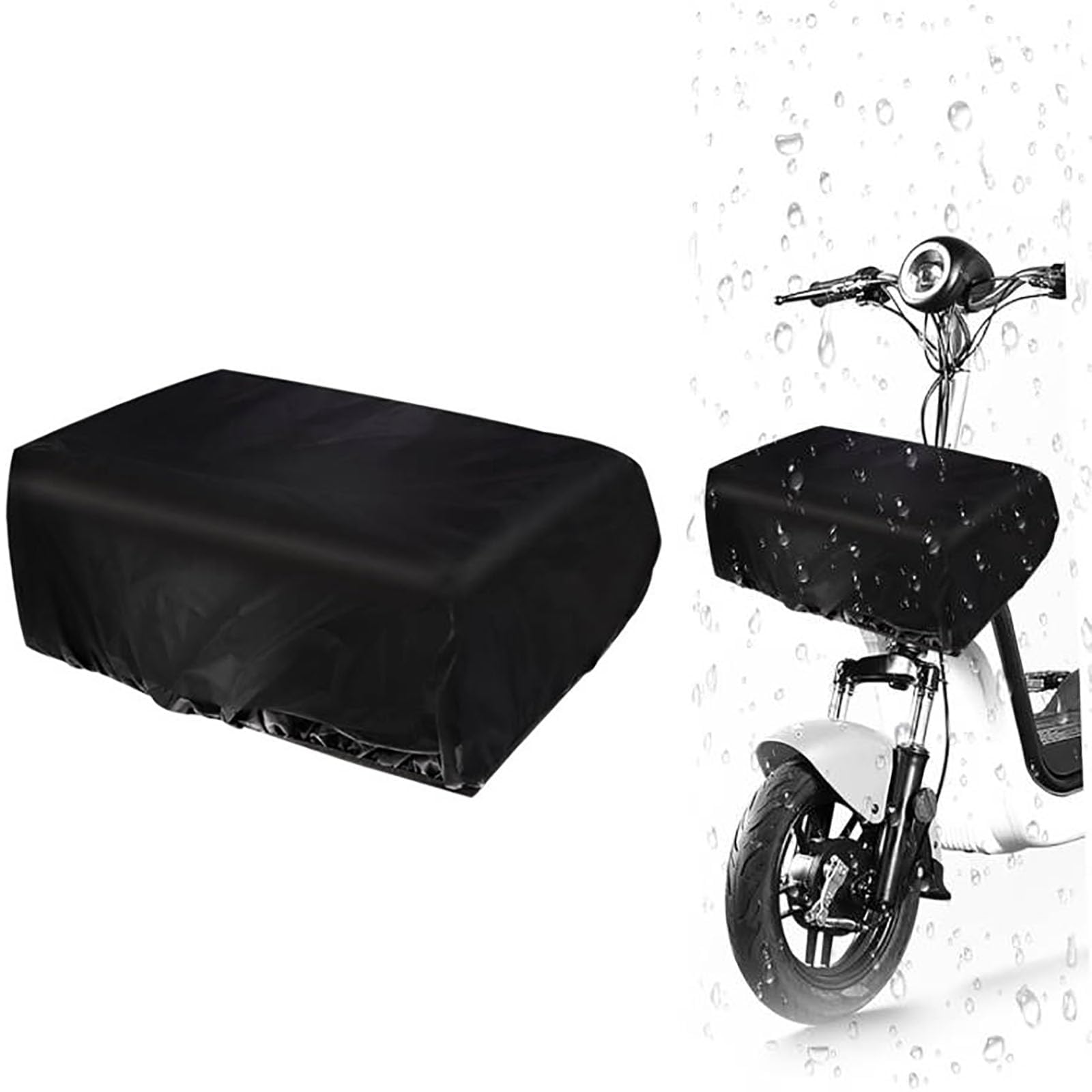 Pokrowiec na kosz rowerowy, 70 x 80 cm, ochrona przed deszczem, uniwersalna do wszystkich modeli, dwustronna ochrona przed deszczem do koszy rowerowych, foteli rowerowych, kolor czarny i srebrny