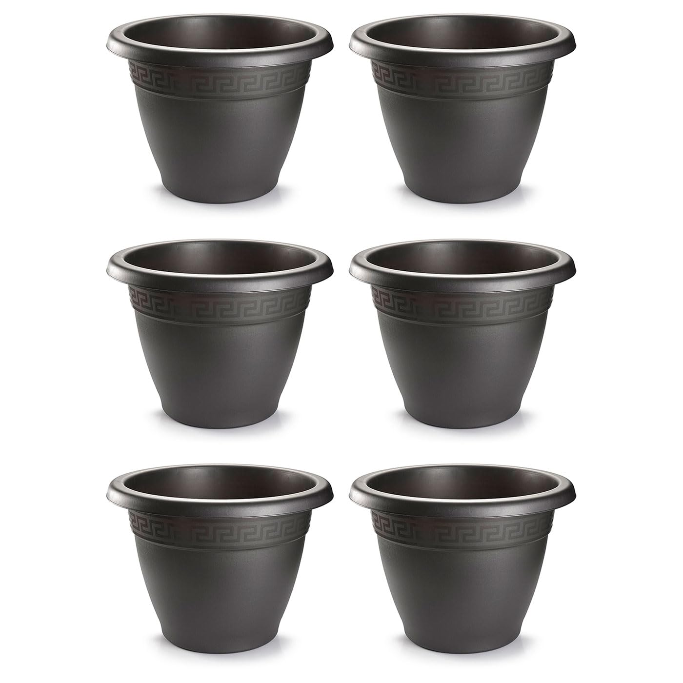 Tradineur - Pack de 6 Maceta Redonda Terracota - Fabricado en Plástico - Macetero Apto para Exterior e Interior del hogar - Ø 50 cm - Color Surtido