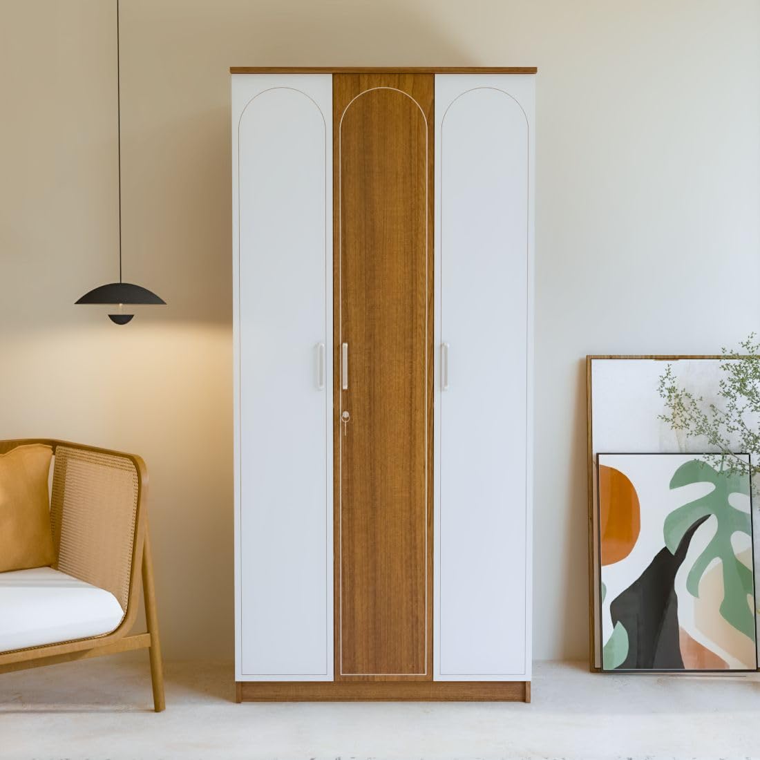 neuspace Trio Engineered Wood Wardrobe for Clothes with 3 Door