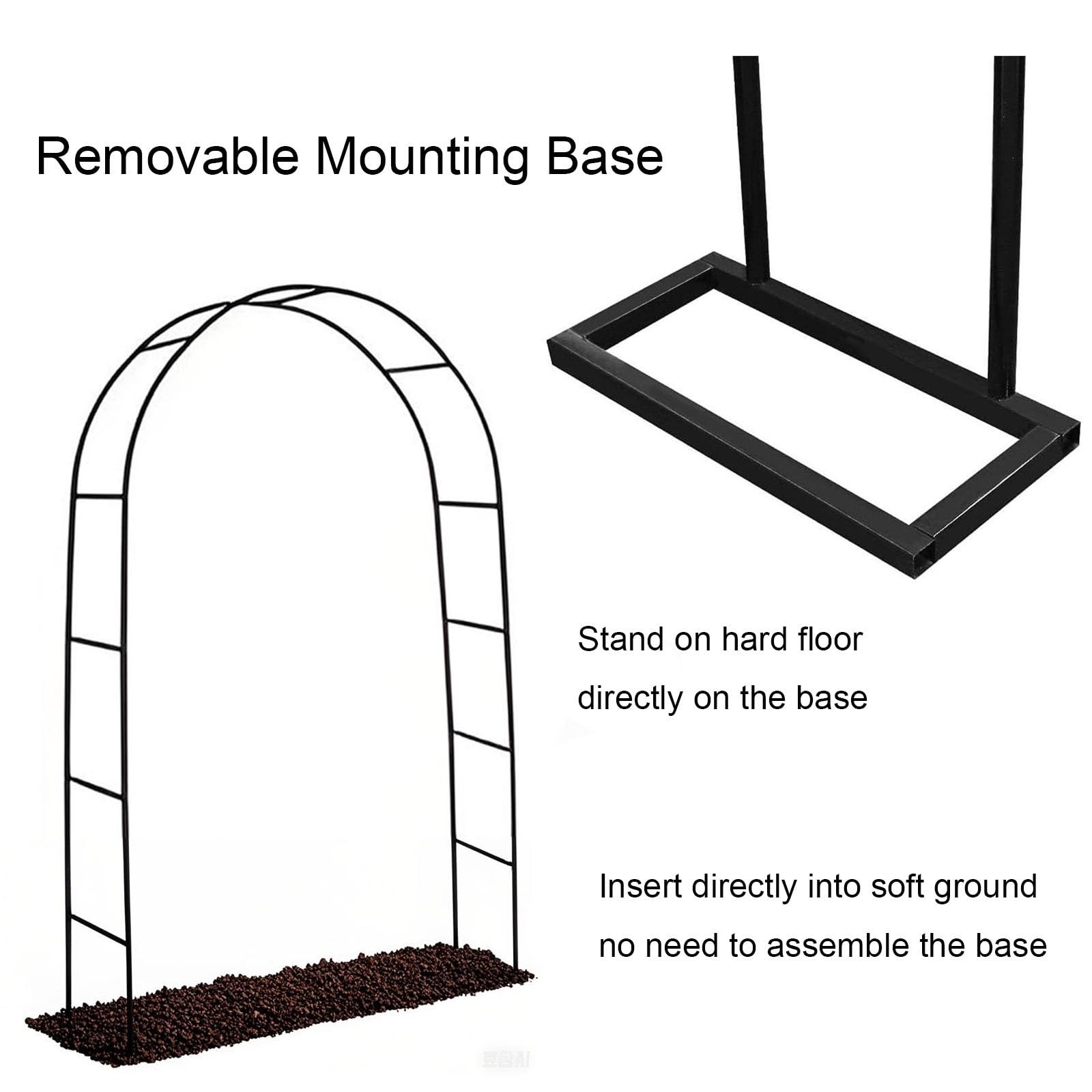 ROSENBON Garten Rankhilfe Rosenstütze aus schwarzem Metall 200 x 230 cm Verstellbares Klettergerüst für Hochzeit Feier und Gartendeko Stabile Pflanzenstütze