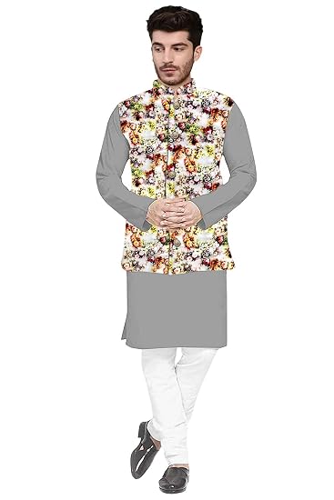 Kurta Pyjama with nerhu Jacket for Mens Set,