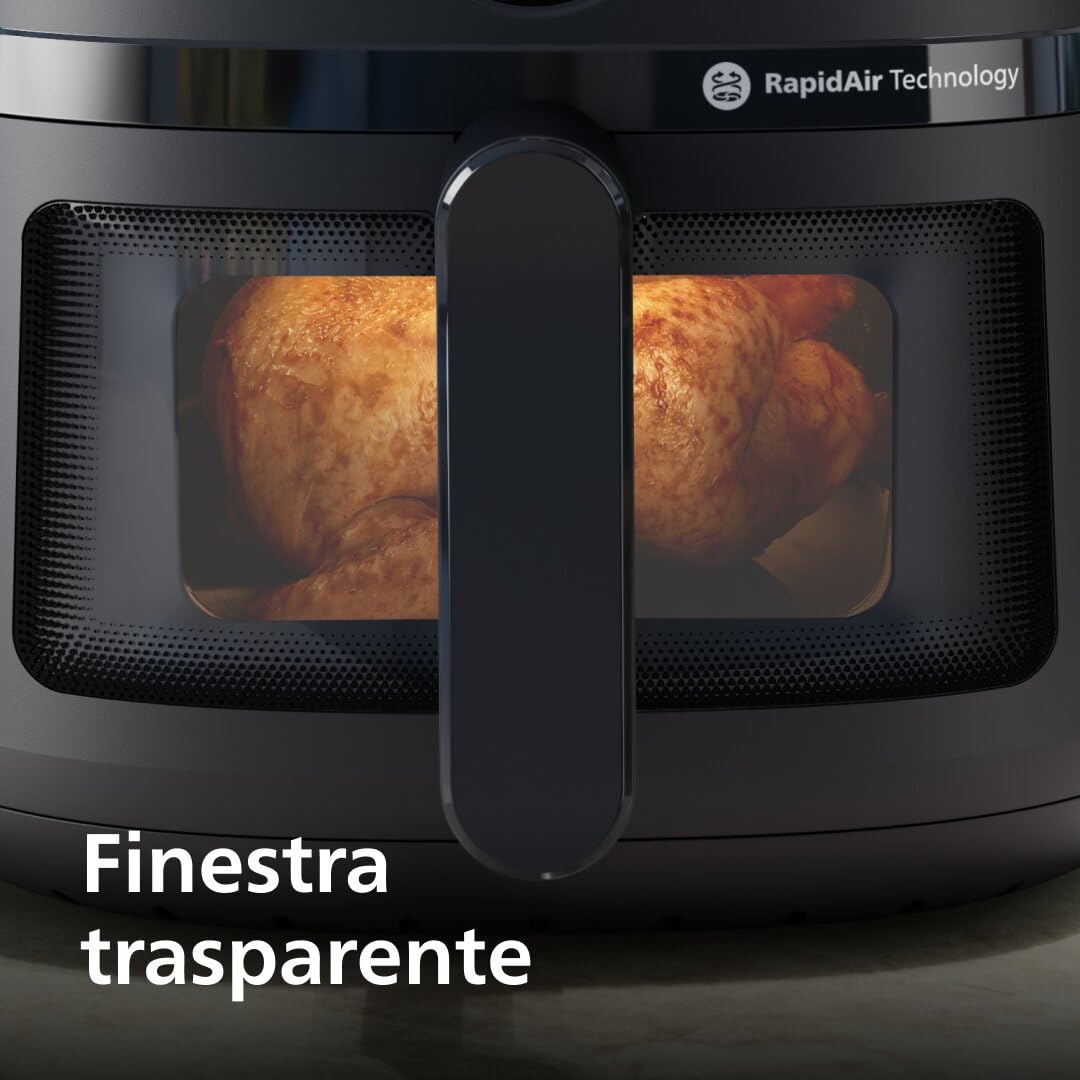 Philips Airfryer Serie 2000 – Friggitrice ad Aria 6,2L Con Finestrella di cottura, 1700W, RapidAir, 13 Modalità di Cottura, Facile da Pulire, Touchscreen, Risparmio Energetico (NA230/00)