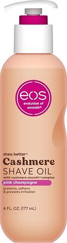 eos Cashmere Shave Oil, Pink Champagne, Soothing and Moisturizing, Prevents Irritation and Razor Burn, Entire Bikini Area-Approved, 6 fl oz