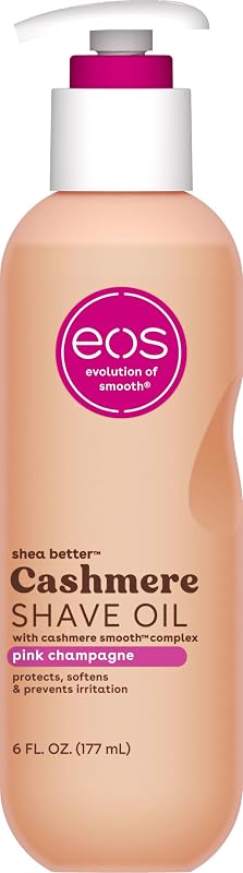 eos Cashmere Shave Oil- Pink Champagne, Moisturizing Shea Butter, 6 fl oz