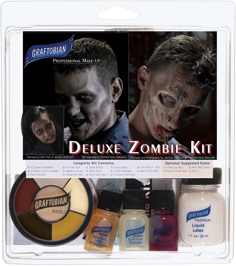 Graftobian Deluxe Zombie Makeup Kit - Expanded Theatrical Makeup Kit for Costumes, Cosplay, and Halloween