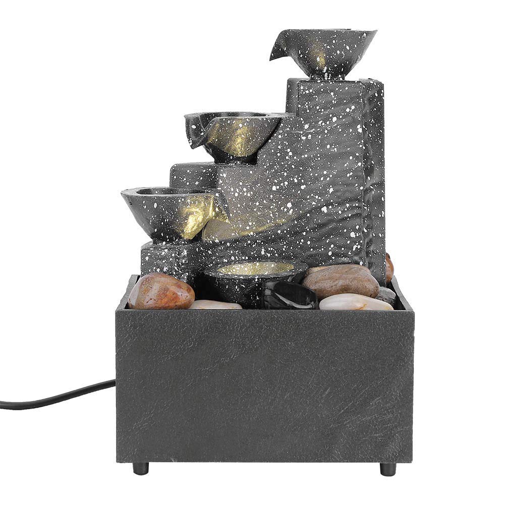 Fontaine à eau de bureau USB avec cascade à 3 niveaux et lumière LED