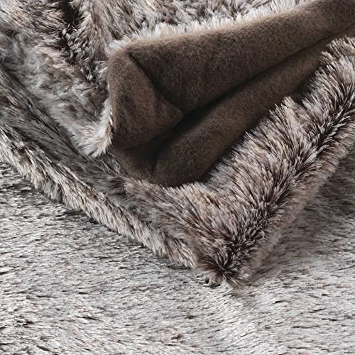 Douceur d'Intérieur Chocolate-Coloured Faux Fur Polyester Blanket, 125 x 150 cm, polyester, chocolate, 125 x 150 cm - Image 4