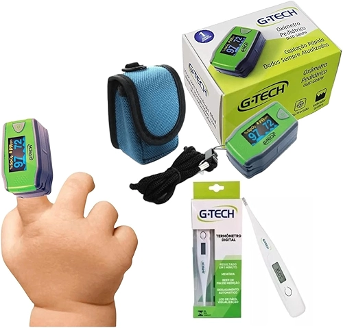 Kit Oxímetro Infantil 0 A 12 Anos + Termômetro Axilar G-t.e.c.h.
