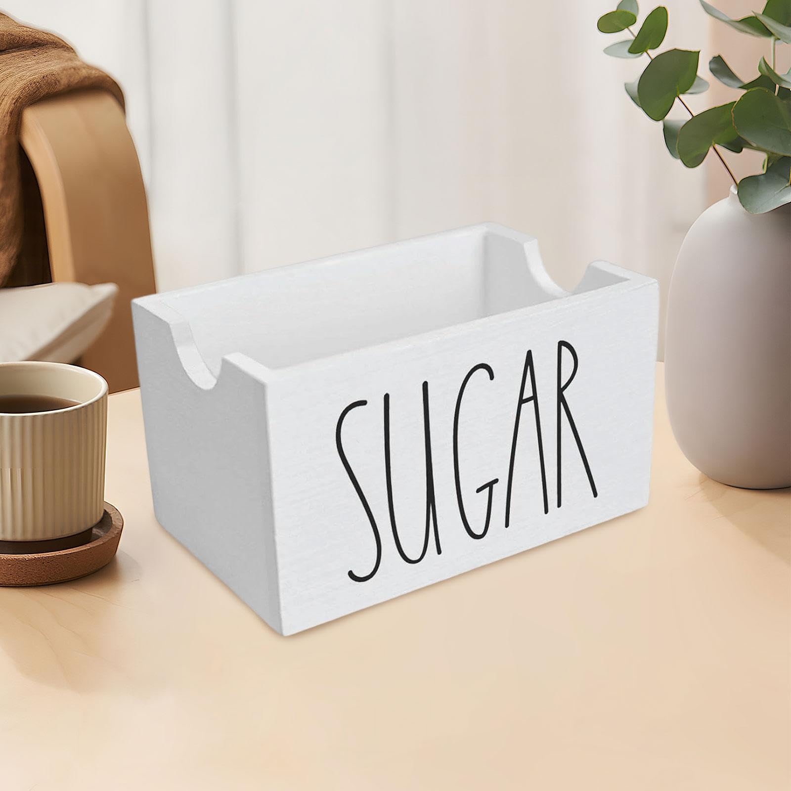Sugar Packet Holder for Coffee Bar Coffee Condiment Packets Sugar Bag Storage Container 20 Packets for Office Desk Restaurant, White
