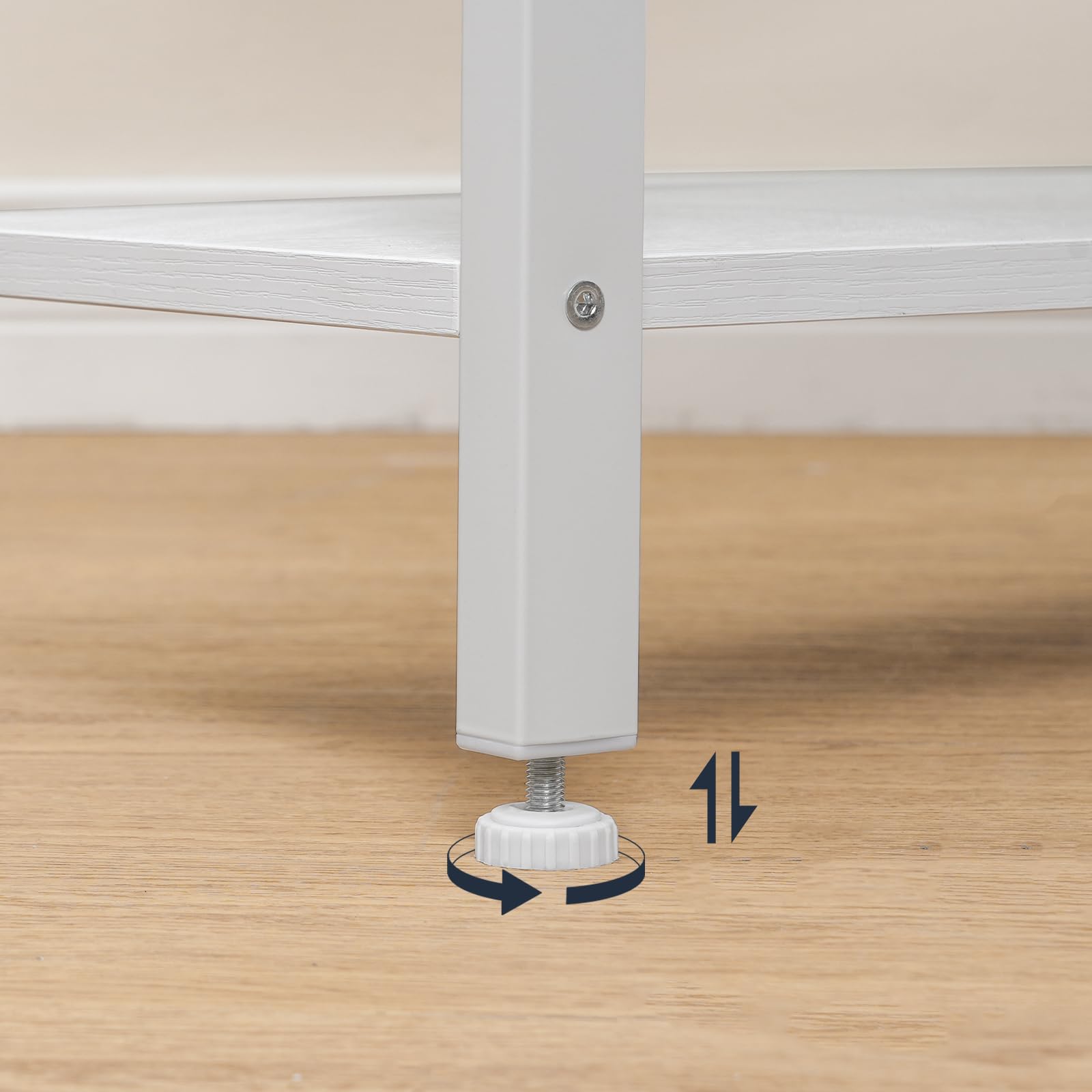 HOOBRO Tavolino, a 3 Ripiani Portaoggetti, Comodino, Tavolino Stretto, per Soggiorno, Camera da Letto, Cucina, Montaggio Semplice, Struttura in Metallo, Bianco EWT14BZ01