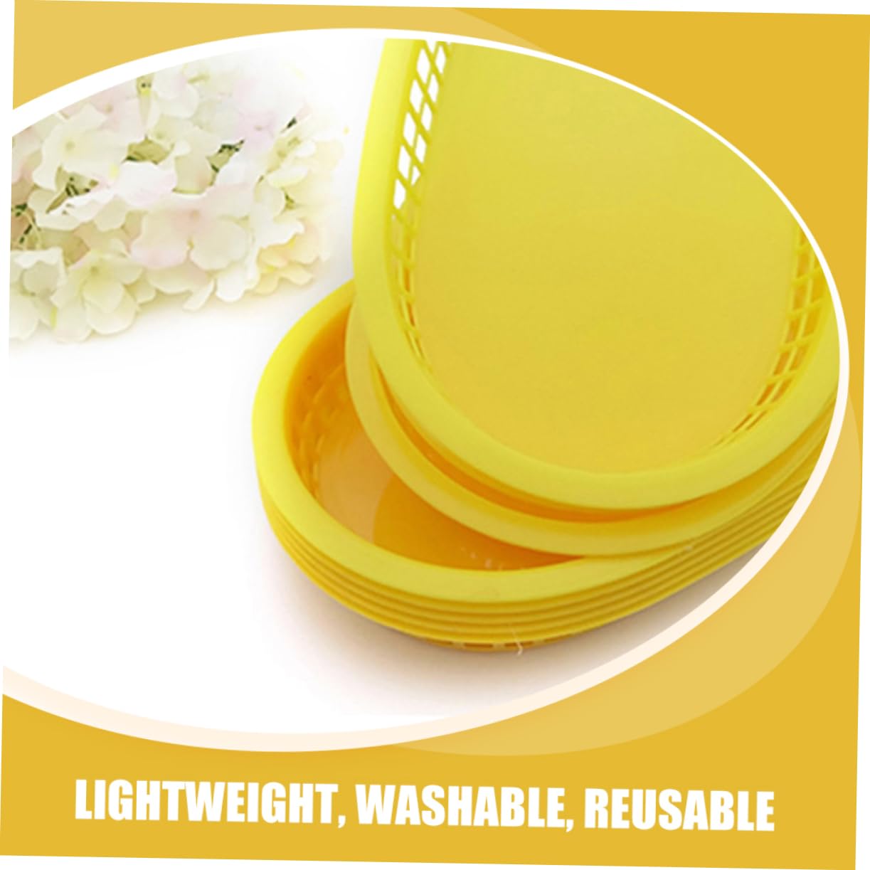 SHOWERORO Panier Alimentaire Ovale Réutilisable 12 Pièces Plastique Jaune Léger Pratique Pour Restauration Rapide Snacks Frites Fruits Buffet Ktv Corbeille Multifonctionnelle