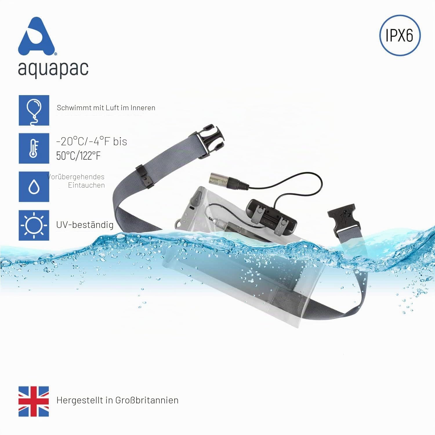 Aquapac wasserdichte Funkmikrofonhülle groß, 5 Jahre Garantie, hergestellt in Großbritannien, professioneller Tontechniker, Spezialist für kabelgebundene elektronische Geräte