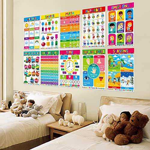 Image of Gethelud 17 Packs Educational Poster, PET Film Covered Preschool Learning Tools for Nursery Kindergarten Toddlers