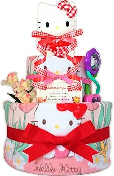 Amazon Kanonbabys おむつケーキ 女の子 キティちゃん 出産祝い 2段 Sサイズ 3001 おむつケーキ ベビー マタニティ 通販
