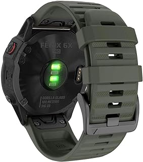 YOOSIDE Quick Easy Fit Watch Band for Garmin Fenix 6X Pro/Sapphire,26mm Soft Non-allergenic Silicone Sport Waterproof Wristband Strap for Garmin Fenix 5X/5X Plus,Fenix 3,Quatix 3,Tactix Bravo(Green)
