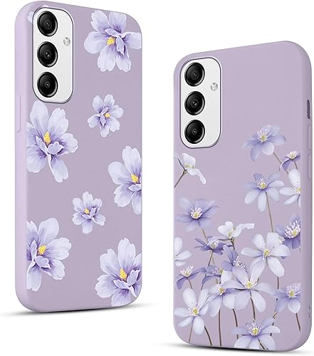 Paquete de 2 fundas de teléfono con patrón de flores para Samsung Galaxy A35 5G de 6,6 pulgadas, bonito diseño estético con TPU delgada de silicona