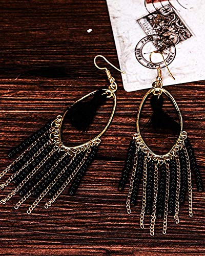 Image of Young & Forever Gift Boho Carnival Sea Island Long Tassel Earrings Handmade Beaded Bohemian Women Statement Beads Dangle Earrings Ethnic Jewelry Fringe Earrings