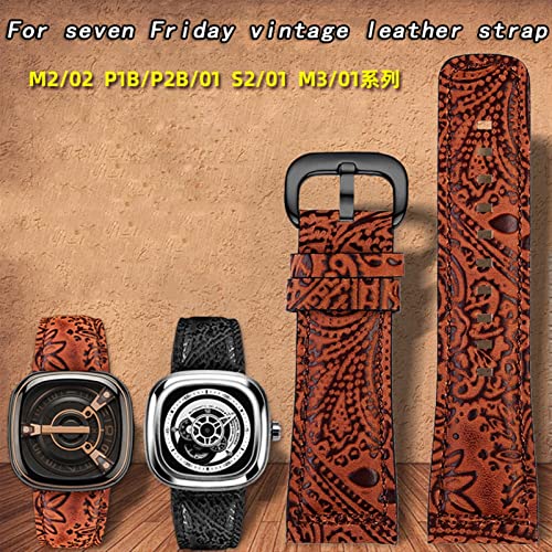 Bracelet montre Seven Friday cuir marron noir pour look vintage