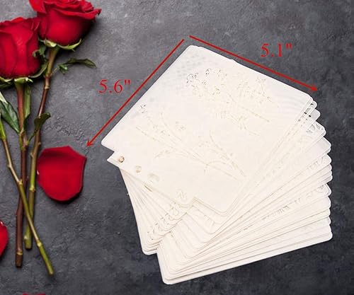 Miniatura 2 de Plantilla de plástico reutilizable, paquete de 12 (5.6 x 5.1 pulgadas), plantilla de dibujo digital de encaje de flores para pared, pastel, álbumes