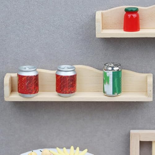 Miniatura 3 de ibasenice Estante de pared para casa de muñecas, estantes de madera en miniatura 1 12 Escala de almacenamiento de madera pequeña, modelo para casa