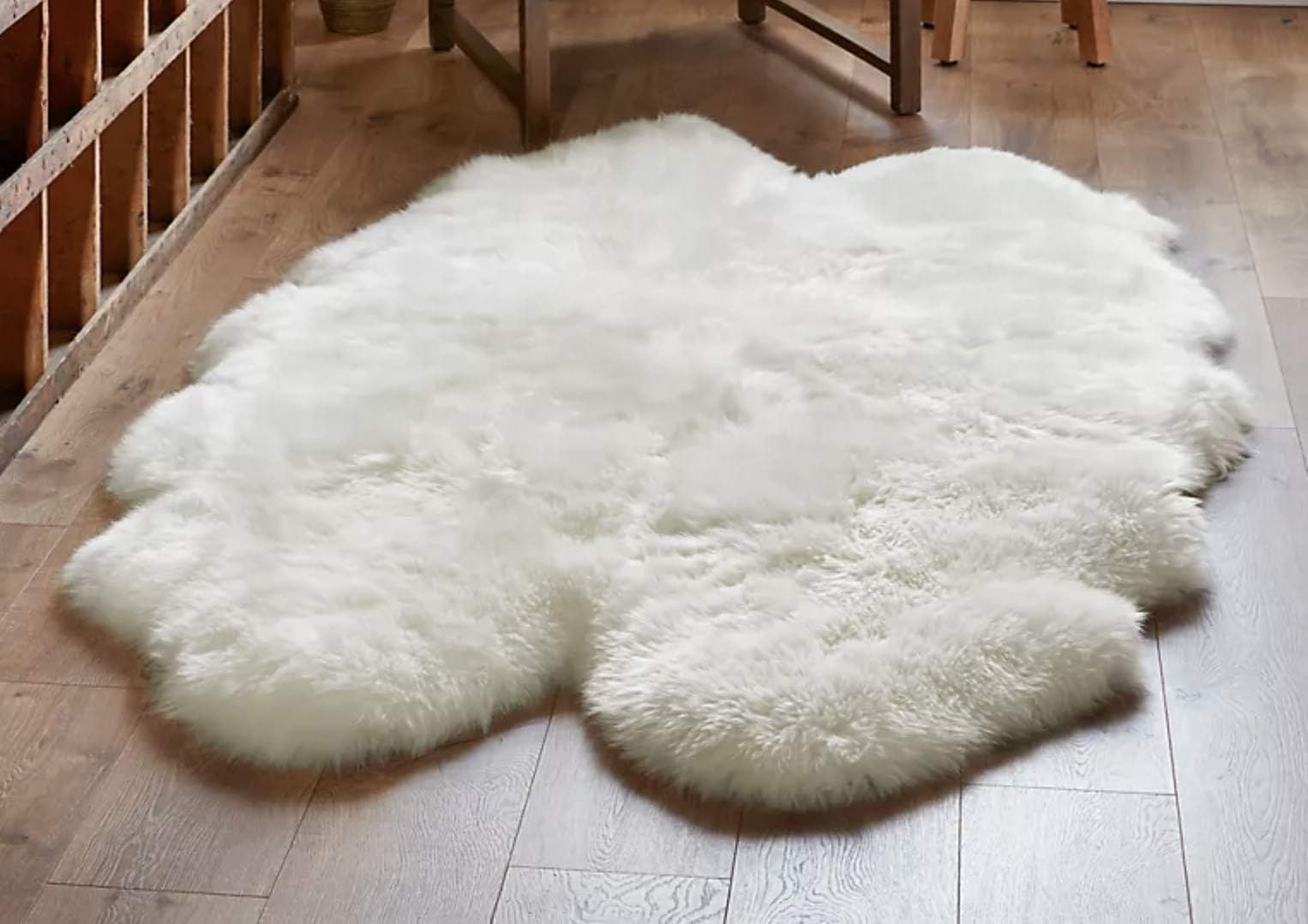 New Zealand Four Pelt Sheepskin Rug 4x6 - Couch or Sofa Covers Washable, Fur Throws for Sofa and Chairs, Fur Rugs for Bedroom, Fluffy Bedside Rug, Photoshoot Props, Vanity Carpet - Ivory Color
