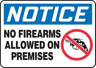 Accuform "Notice No Firearms Allowed On Premises" Safety Sign, Adhesive Vinyl, 7 x 10 Inches (MACC822VS)