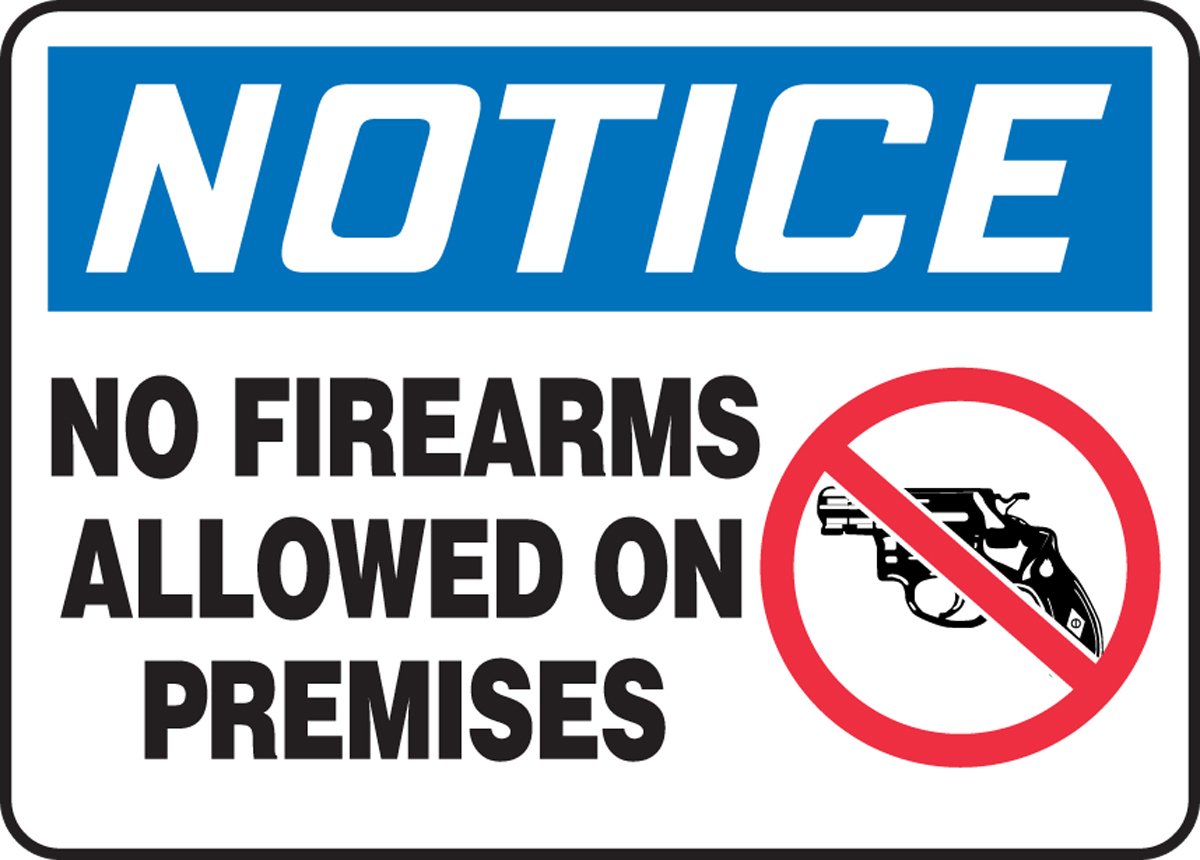 Signalisation Notice No Firearms Allowed On Premises