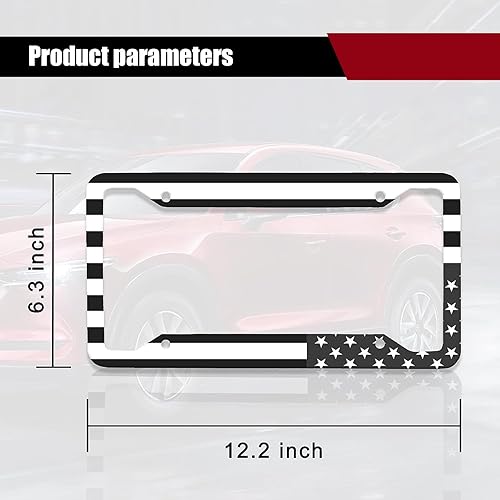 Miniatura 2 de Marco de matrícula de automóvil con bandera estadounidense, marco de matrícula brillante de acero inoxidable, decoración fija universal para