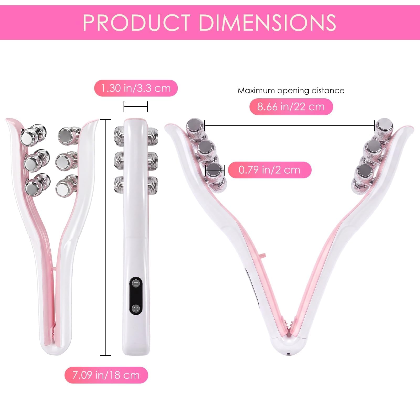 Massaggiatore viso elettrico 12 rulli, 3 modalità, ricaricabile USB | Design ergonomico a C, 9 livelli intensità per modellare contorni, tonificare pelle e ridurre gonfiori casa e viaggi.