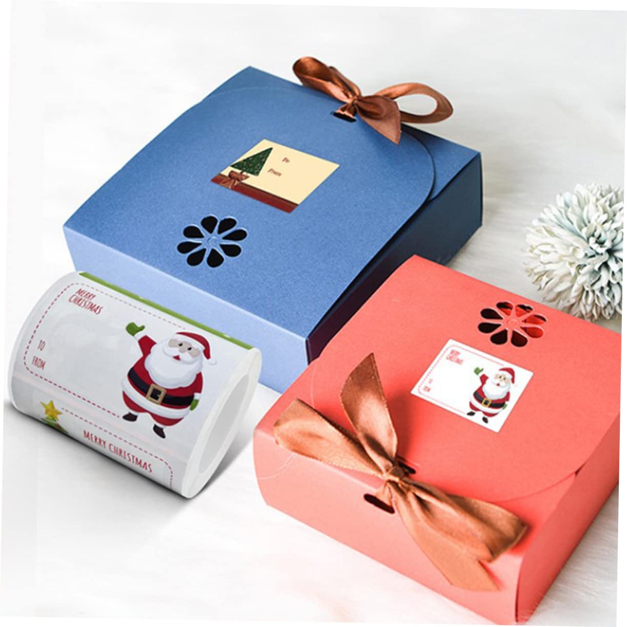 NUOBESTY 3 Set Etichette Adesive Natalizie Punto Scatole Con Coperchio Etichette Natalizie Adesive Etichette Natale Buon Natale Adesivi Decalcomanie Di Sigillo Decorativo 2 * 3