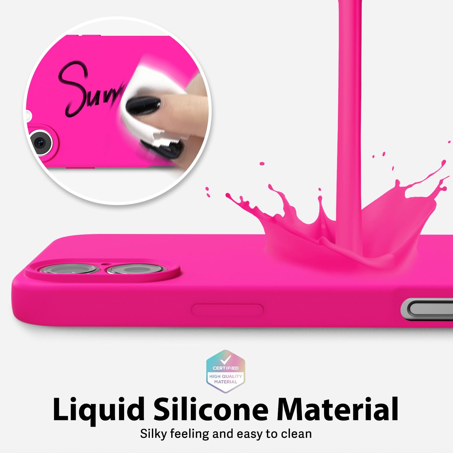 oakxco for iPhone 16 Pro Max Case Liquid Silicone, Soft Rubber Gel Elegant Aesthetic Basic Simple Cover, Cute Thin Slim TPU Matte Solid Color Plain Smooth Case for Women Girl, Light Pink — view 332