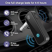 Vista 3 de Adaptador Bluetooth auxiliar para automóvil, receptor transmisor Bluetooth 5.3 2 en 1 para llamadas manos libres, cancelación de ruido Receptor