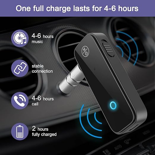 Adaptador Bluetooth Aux para Coche 2 en 1 Transmisor Receptor miniatura 3