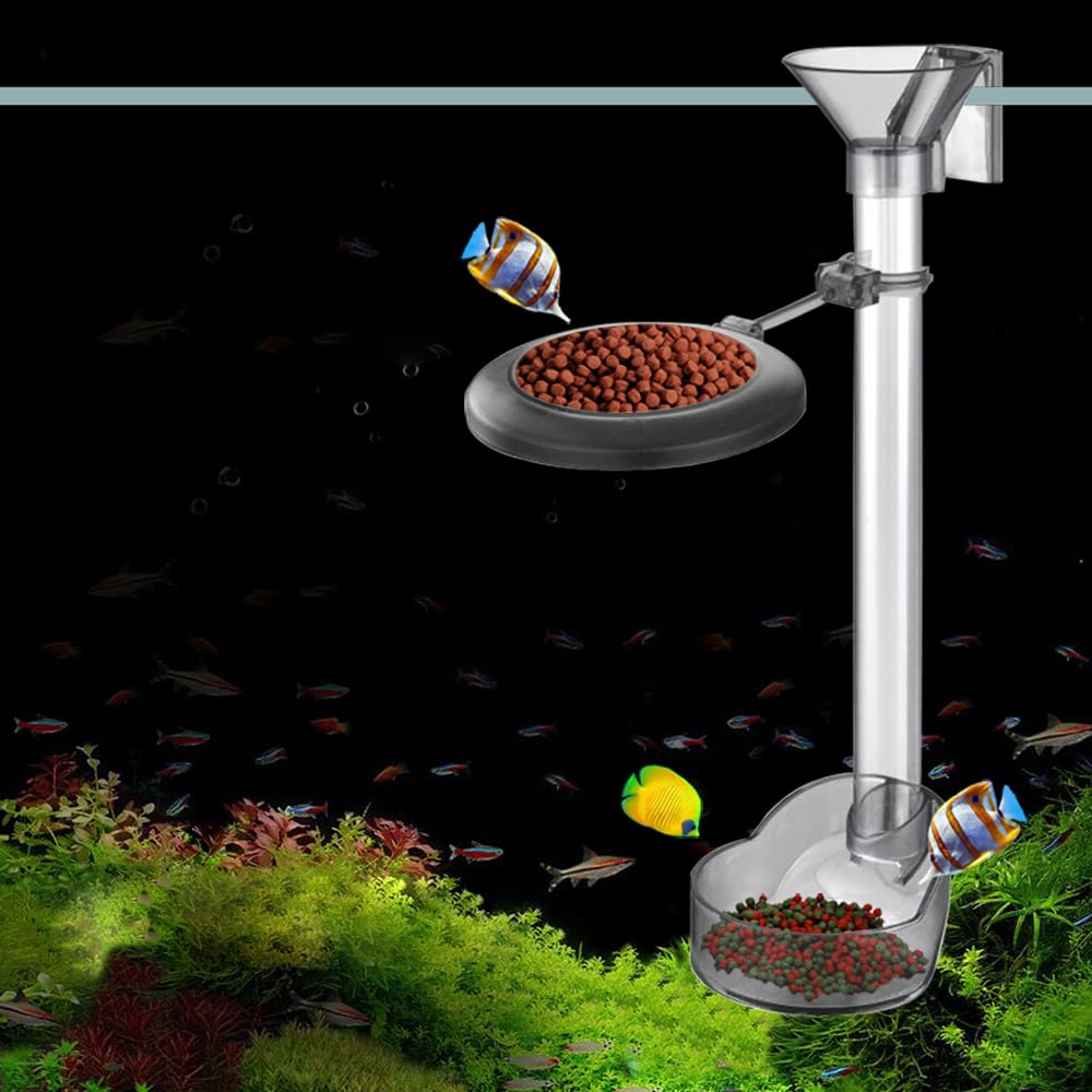 Mangeoire pour Aquarium, Mangeoire pour Crevettes et Poissons en Acrylique Transparent, Tube d'alimentation de Crevettes Tube de Distributeur Transparent en Acrylique et Plat