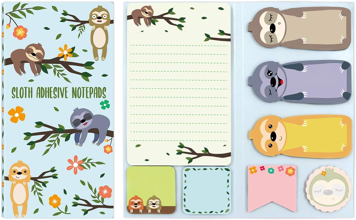 Sloth Sticky Notes Set Sticky Notepads 240 Sheets Book Notes for Sloth Lovers Kids Office School Friends Teacher Gifts Lazy Day Small Gifts