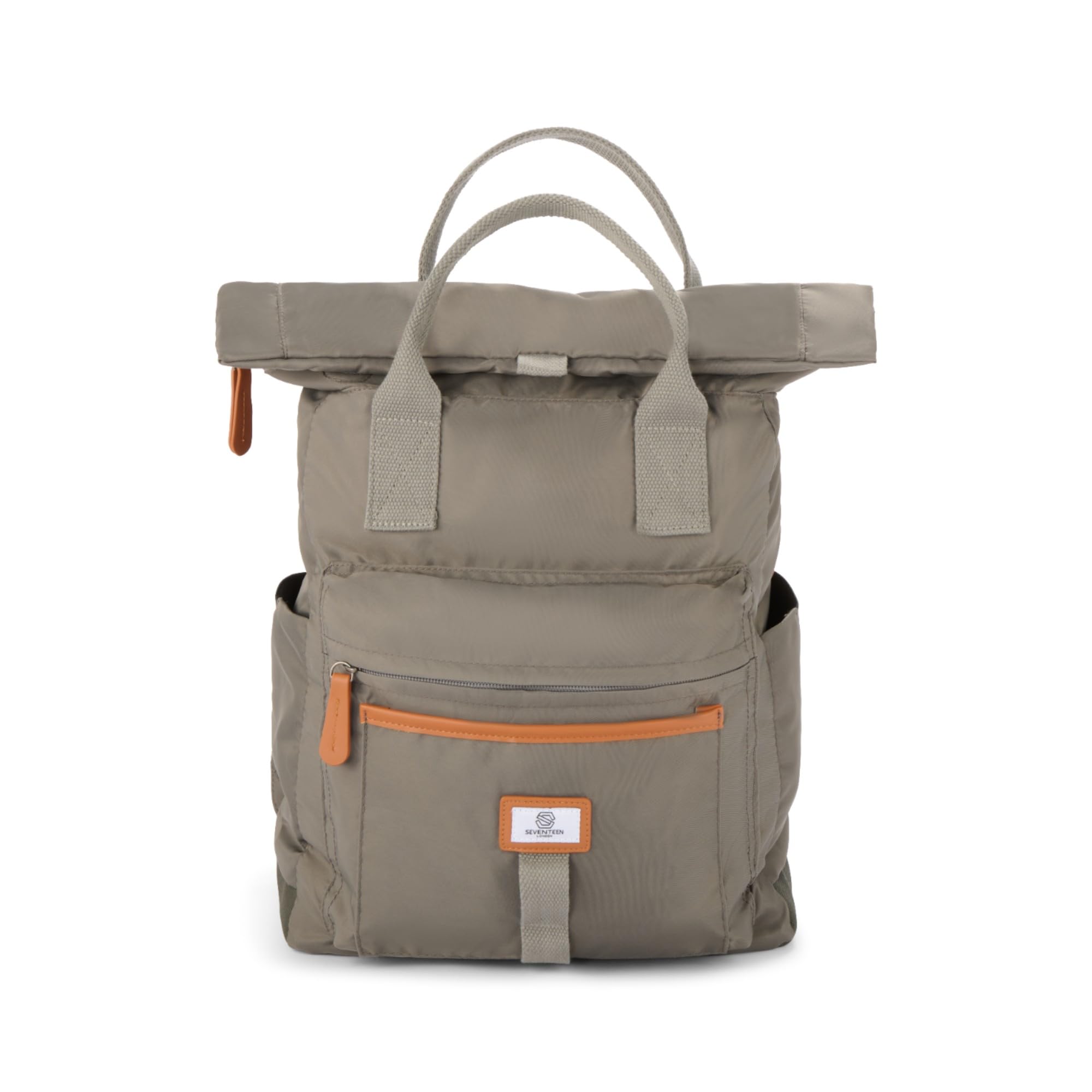 SEVENTEEN LONDON – Modern 100% Recycled Nylon Fold Roll Top Backpack in a Classic Slim Minimalist Design – Fits Laptops up to 15" - 'Holland Park' (Dark Grey)