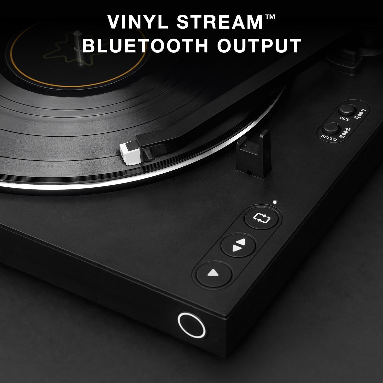 Victrola Platine tournante Bluetooth entièrement automatique avec cartouche Audio Technica ATN3600L, fonction de répétition automatique, tourne-disque vinyle à 2 vitesses, diffusion Bluetooth sans fil